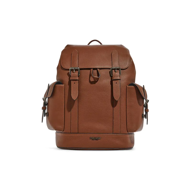 COACH Hudson Cow Leather Backpack Large Size Men's Gray Copper Saddle-0
