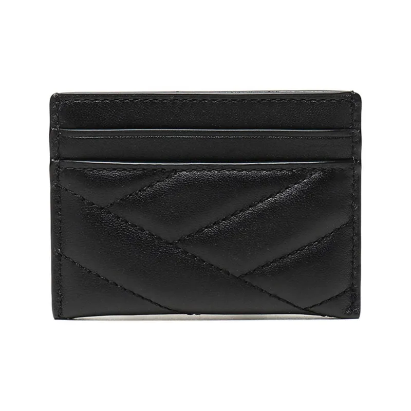 TORY BURCH Kira Leather Card Clip Card Holder Women's Black/Black Gold-2