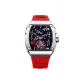 Flowing Light Silver Case Red Rubber Strap