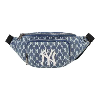 MLB Monogram Collection Cotton Crossbody Bag, Fanny Pack Regular Unisex Denim Blue