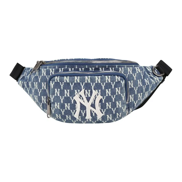 MLB Monogram Collection Cotton Crossbody Bag, Fanny Pack Regular Unisex Denim Blue-0