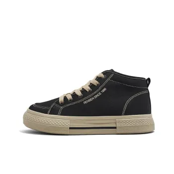 RENBEN Anti Slip Wear Resistant High Top Canvas Shoes Women's Black Brown