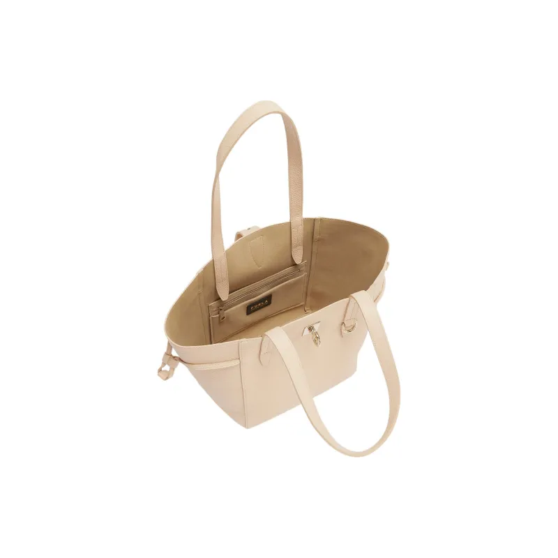 Furla Net Collection Grain Calfskin Handbag Medium Size Women's Light Yellow-3