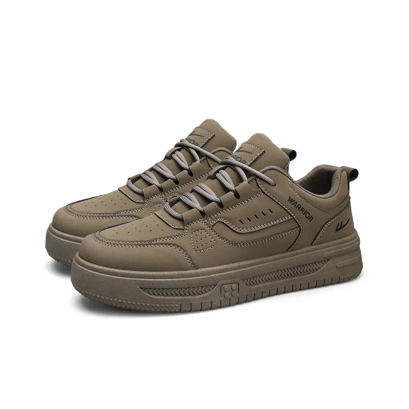 Warrior Slip Resistant Shock Absorbers With Abrasion Resistant Properties Low Top Skateboard Shoes Men's Dark Brown-2