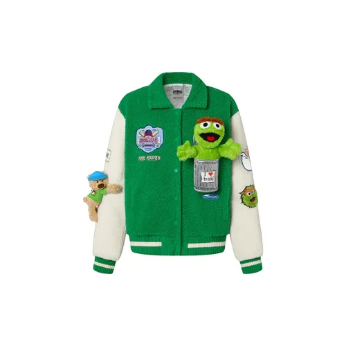 Sesame Street X 13 DEMARZO Sesame Street New Joint Series Velvet Jackets Unisex Green