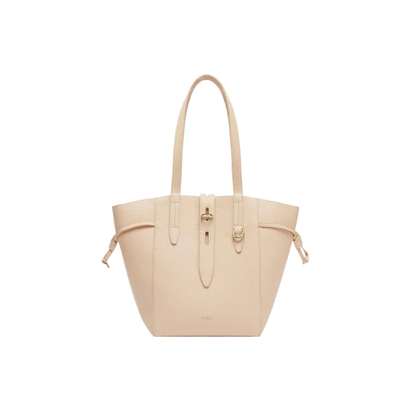 Furla Net Collection Grain Calfskin Handbag Medium Size Women's Light Yellow-0