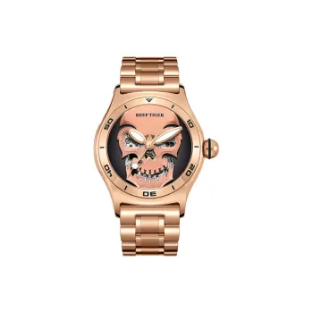 REEF TIGER Automatic Mechanical Movement Men's Watches Black Dial