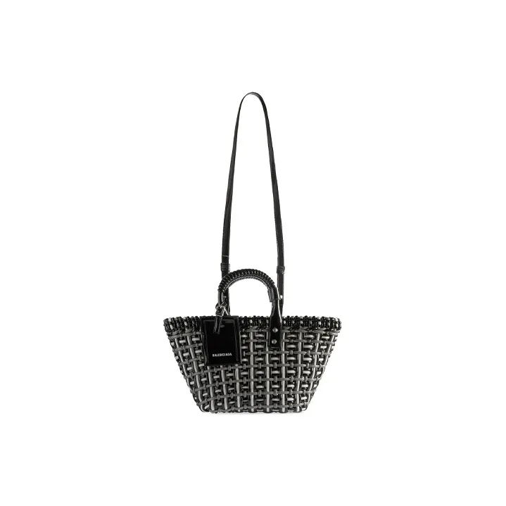 Balenciaga Polyurethane Basket Bag Handbag Shoulder Bag Women's Black-4