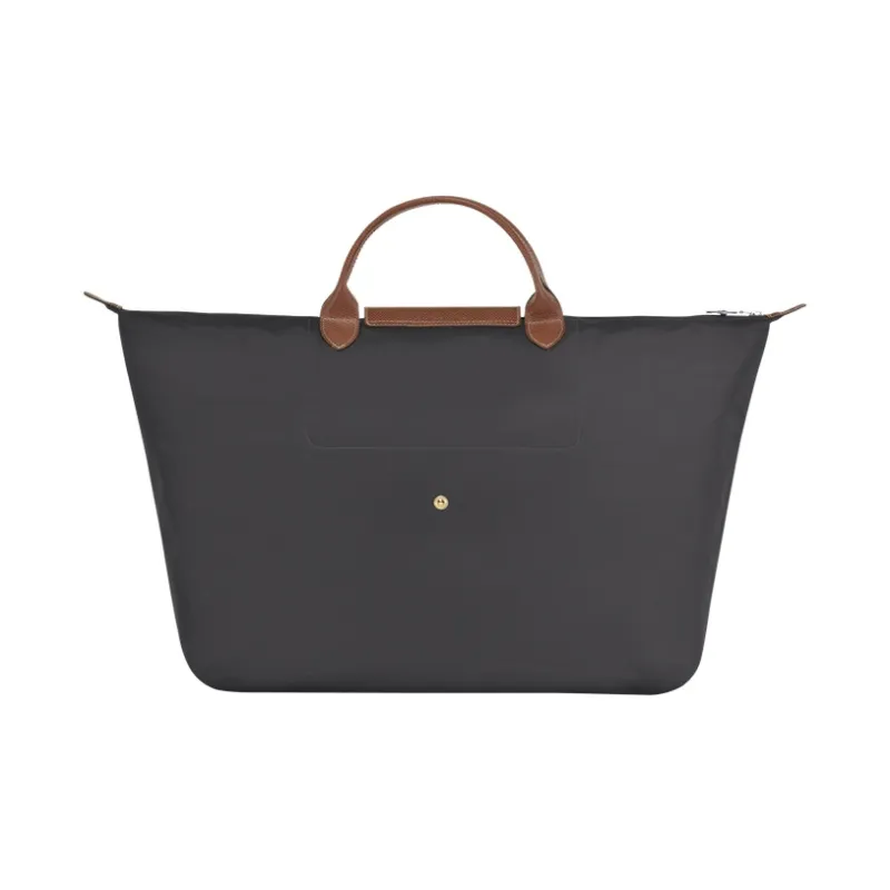 LONGCHAMP Le Pliage Polyamide Canvas With Full-Grain Cow Leather Travel Bag Handbag Large Size Women's Metal Gray-2