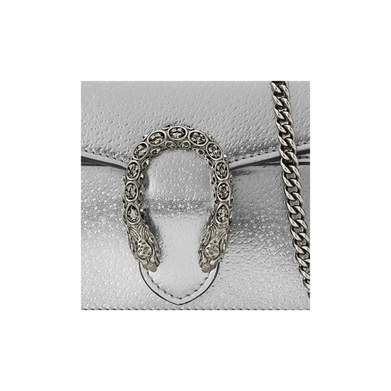 GUCCI Dionysus Leather Crossbody Bag, Shoulder Bag Women's Silver-4