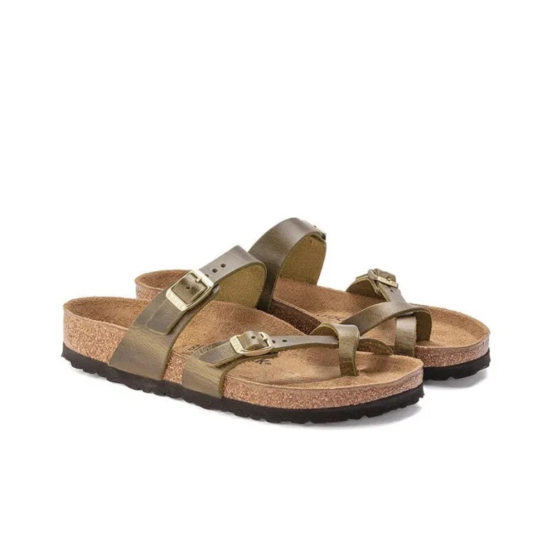 Birkenstock Mayari Oiled Leather Narrow Fit 'Olive' Women's-3