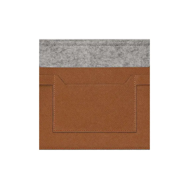 HERMES Toodoo Wool Felt With Epsom Calfskin Clutch Men's Gray/Brown-2