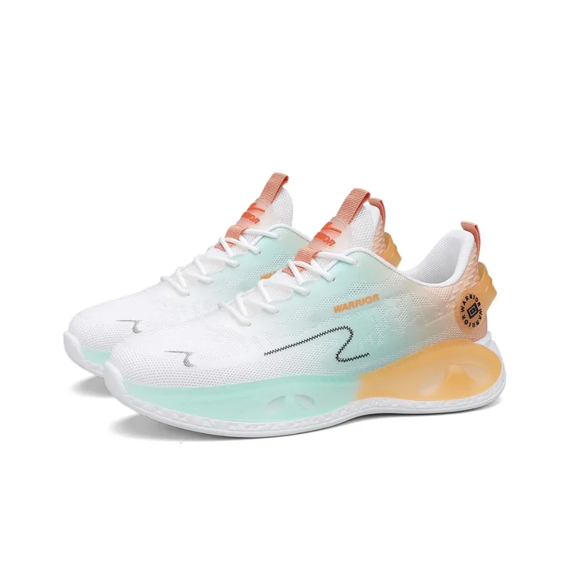 Warrior Anti Slip And Wear Resistant Rebound Cushioning Low Top Casual Shoes Men's White Green Orange-4