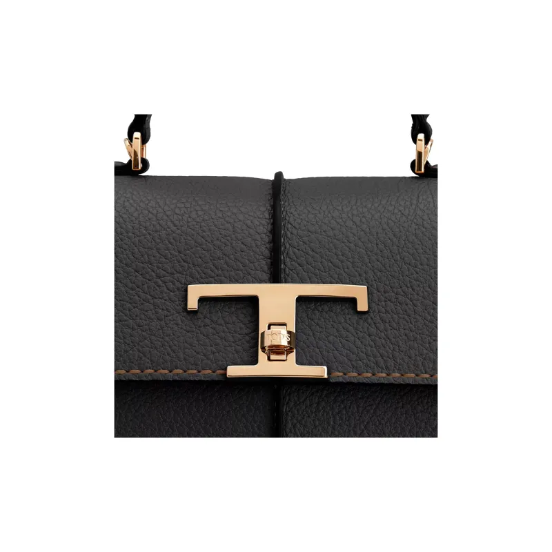 TOD'S Timeless Leather Shoulder Bag Crossbody Bag Handbag Small Size Women's Black-4