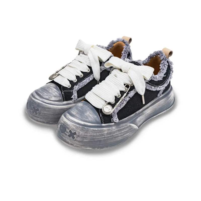 SOAP OPERA Wiping Color Series Canvas Shoes Unisex Low Top Gray-4