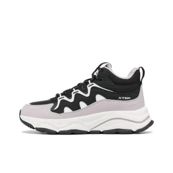 XTEP Chibi Cotton Shoes Anti Slip Wear Resistant Mid Top Sports Casual Shoes Women's Black Gray