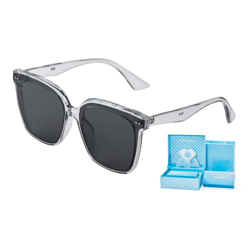 ENFANTIN Square Sunglasses Unisex Transparent Gray-5