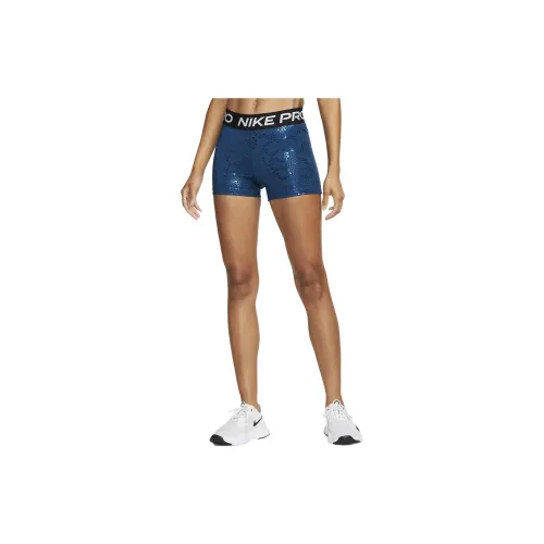 Nike Pro Dri fit Mid Rise 3 Inch Printed Shorts 'Valerian Blue/Black' Shorts