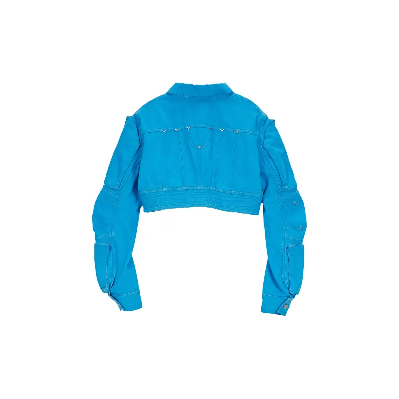 VANN VALRENCÉ Cropped Coats Women's Denim Blue-1
