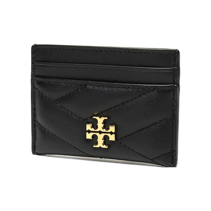 TORY BURCH Kira Leather Card Clip Card Holder Women's Black/Black Gold-1