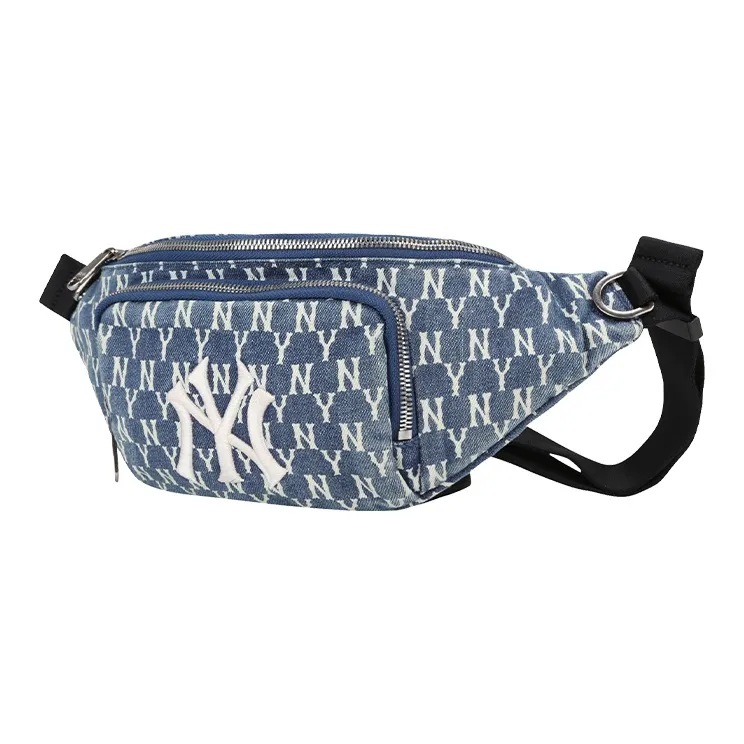 MLB Monogram Collection Cotton Crossbody Bag, Fanny Pack Regular Unisex Denim Blue-2