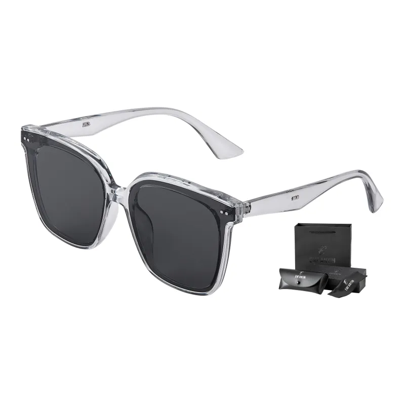 ENFANTIN Square Sunglasses Unisex Transparent Gray-4