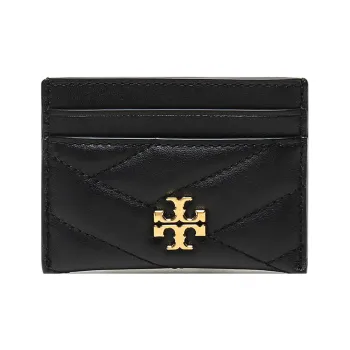 TORY BURCH Kira Leather Card Clip Card Holder Women's Black/Black Gold