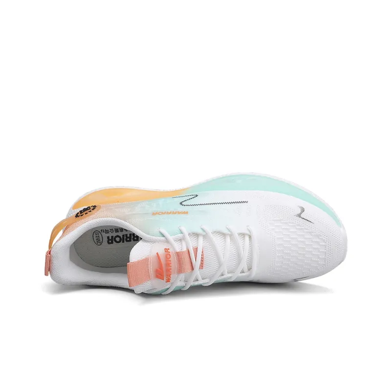 Warrior Anti Slip And Wear Resistant Rebound Cushioning Low Top Casual Shoes Men's White Green Orange-3