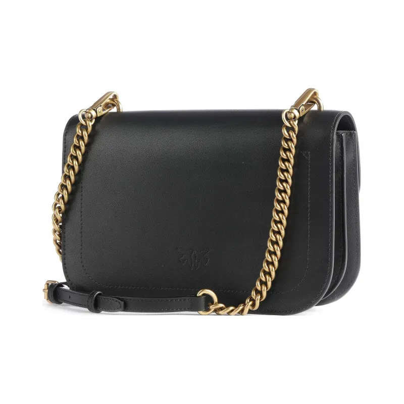PINKO SIMPLY Calfskin Shoulder Bag, Crossbody Bag Regular Women's Black-1