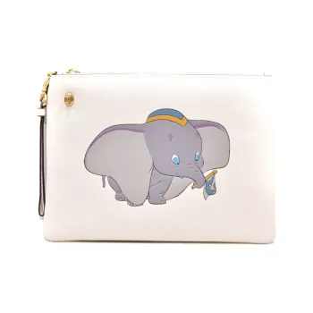 COACH Disney Wristlet Collaboration Leather Clutch Large Size Women's White
