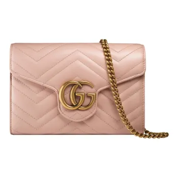 GUCCI Marmont Quilting Leather Envelope Bag Crossbody Bag Shoulder Bag Women's Pink