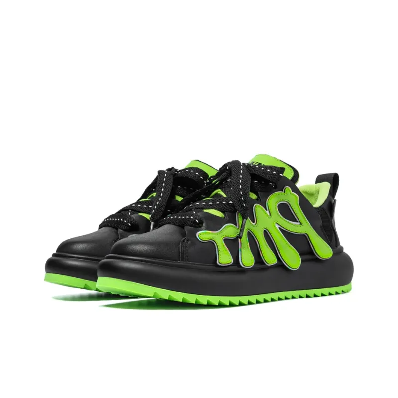 PMT Cushioned Anti-Slip Wear-Resistant Waterproof And Breathable Coverage Low-Top Casual Shoes Unisex Black Green-2
