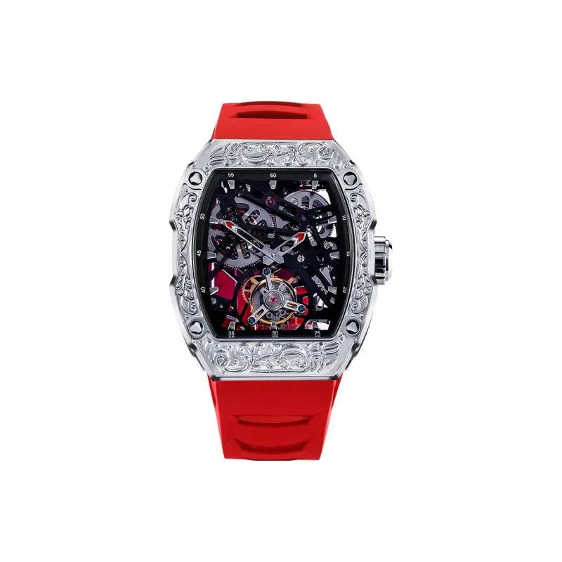 VRQ Universe N2 Mechanical Movement Rubber Strap Watch Men's Watches Cut Out Dial-14