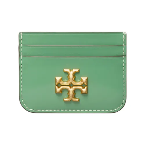 TORY BURCH Highlighter Matte Patent Leather Business Card Holder Card Case Small Size Women's Green