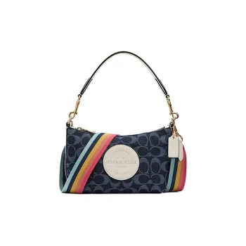 COACH Dempsey Fabric Leather Shoulder Bag Handbag Shoulder Bag Crossbody Bag Small Size Women's Blue Monogram