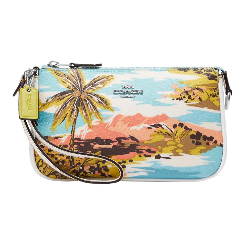 COACH Nolita Canvas With Leather Wrist Bag Clutch Trumpets Women's Multicolor-0