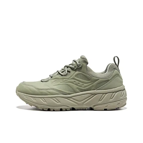 Saucony Wear Resistant Low Top Running Shoes Unisex Gray Green