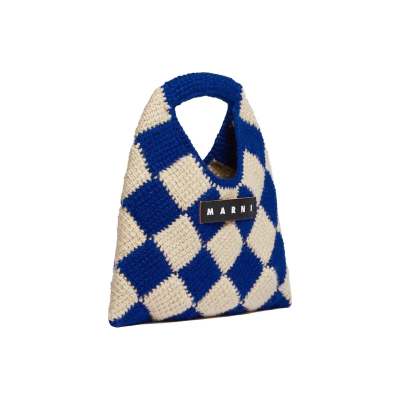MARNI Acrylic With Cow Leather Basket Bag Handbag Mini Women's Blue/White-1