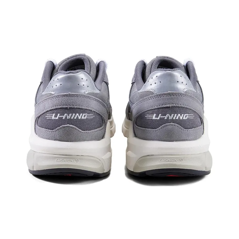 LiNing Furious Rider Runner Wear Resistant Low Top Casual Shoes Men's Gray White-3