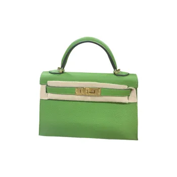 HERMES Mini Kelly Generation 1 Epsom Leather Kelly Bag Handbags Mini Women's A8 Yuka Ribbon Green