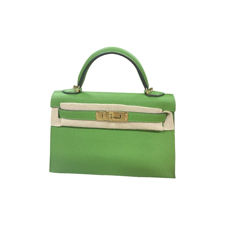 HERMES Mini Kelly Generation 1 Epsom Leather Kelly Bag Handbags Mini Women's A8 Yuka Ribbon Green-0