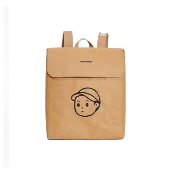 Finerworld Kraft Paper Double-Shoulder Backpack Handbag Medium Size Unisex Kraft Paper Color