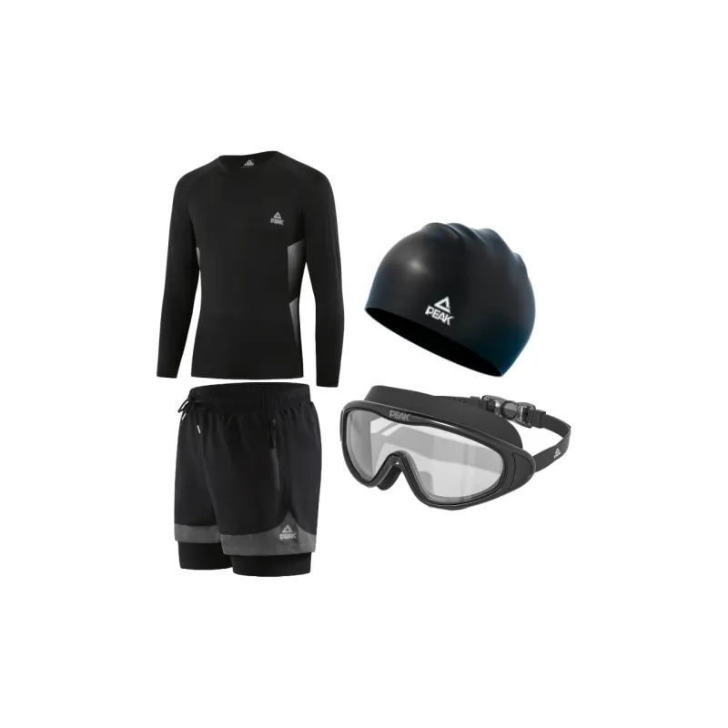 PEAK Swimming Sets Polyester Poolside Men's Black/Gray-0