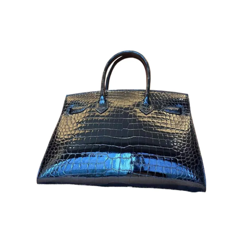 HERMES Birkin Crocodile Leather Birkin Bag Handbags Regular Women's Noir Black-3