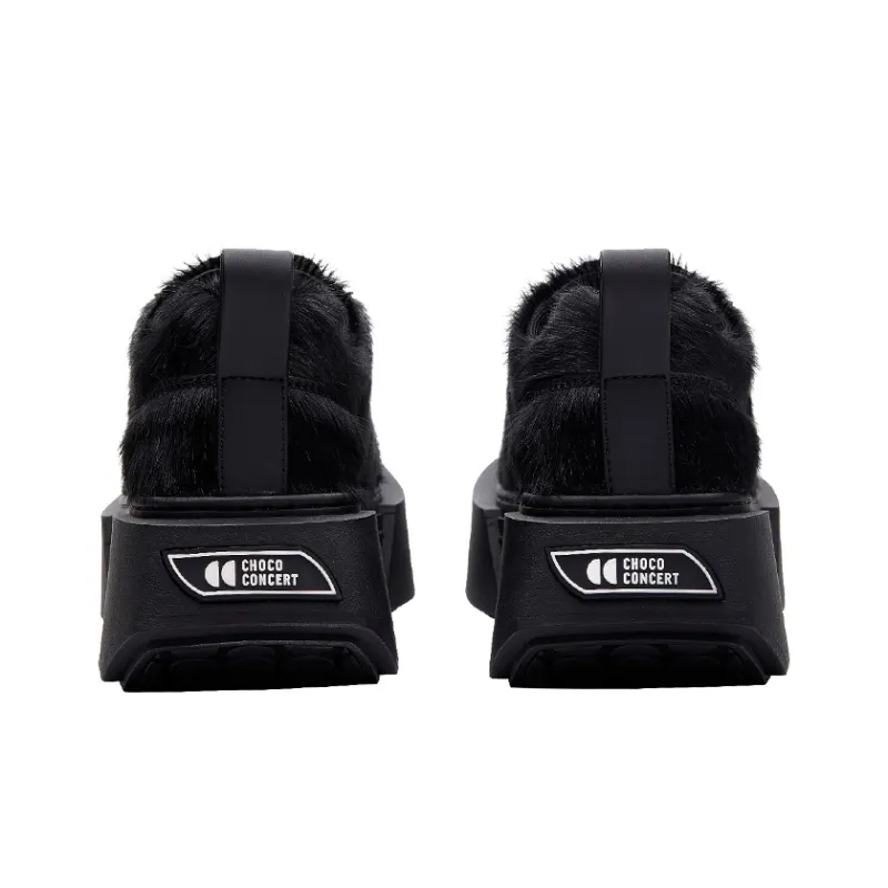 CHOCO CONCERT Anti Slip Wear Resistant Breathable Supportive Height Increasing Low Top Platform Shoes Unisex All Black-4