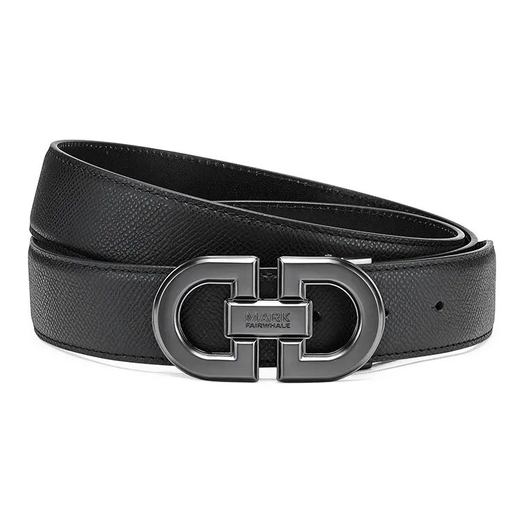 FAIRWHALE Solid Color Stamped Plate Buckle Cow Leather Belts Men's-4