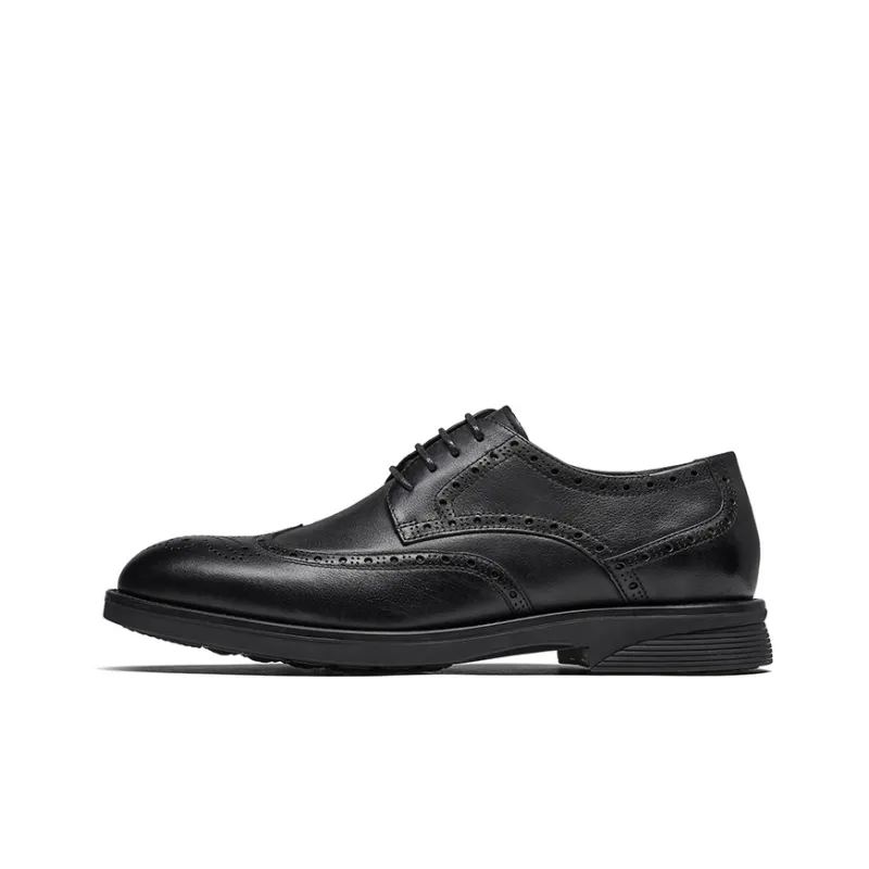 HARSON Dress Shoes Men Low Top Black/Yellow Brown-0