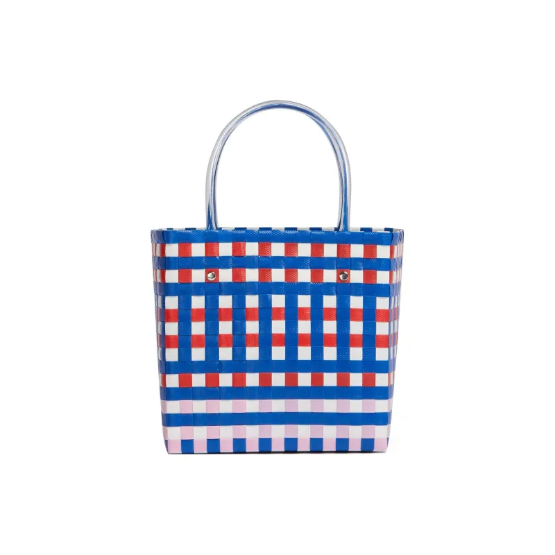 MARNI Basket Series Polypropylene With Cow Leather Tote Bag Shopping Bag Handbag Mini Women's Multicolor/Blue-3