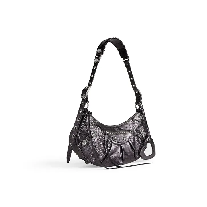 Balenciaga Le Cagole Cow Leather Dumpling Bag Crescent Moon Bag Crossbody Bag Shoulder Bag Women's Dark Gray-1
