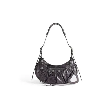 Balenciaga Le Cagole Cow Leather Dumpling Bag Crescent Moon Bag Crossbody Bag Shoulder Bag Women's Dark Gray